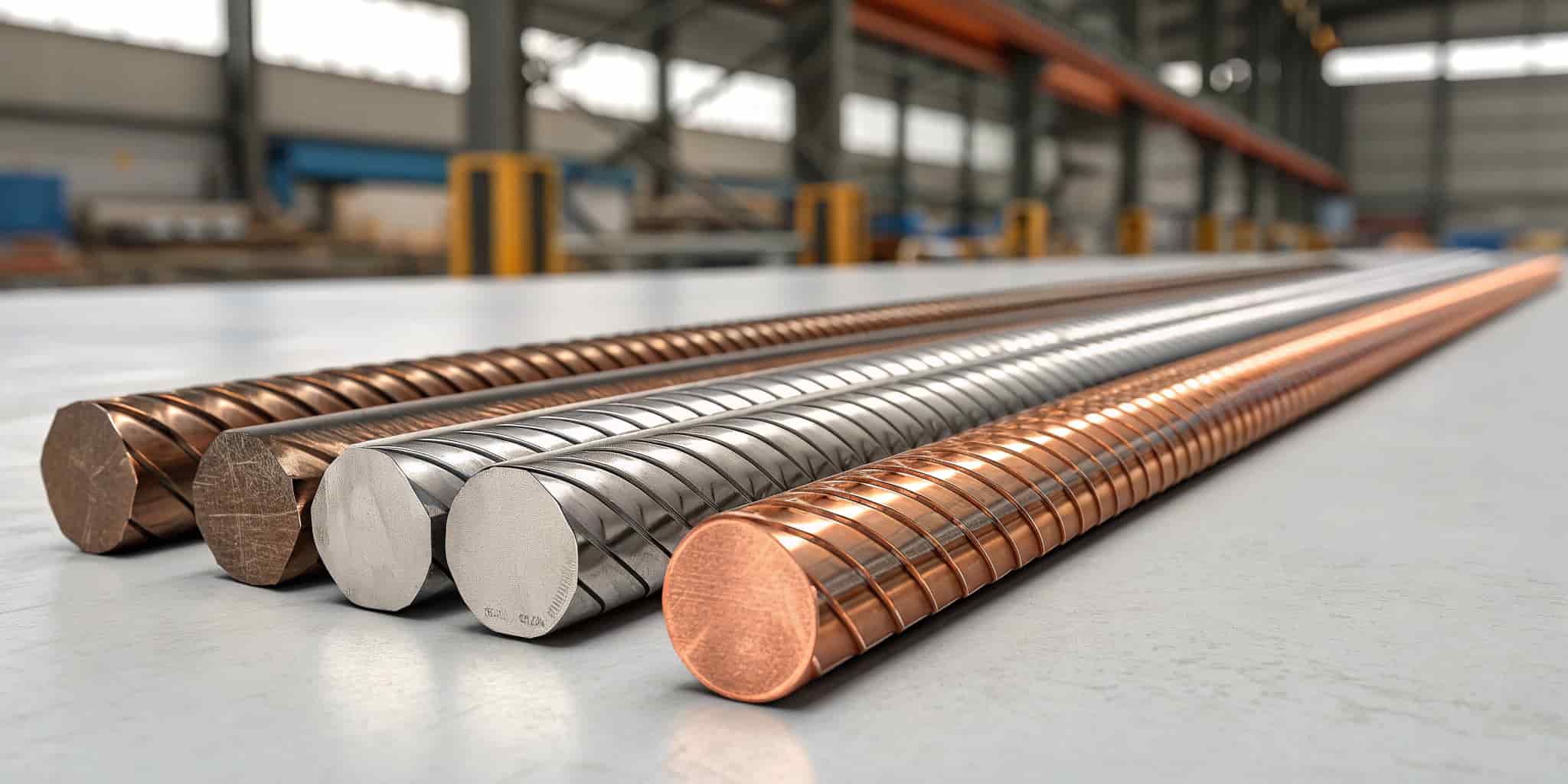 a-hyper-realistic-high-resolution-industrial-pho تفاوت‌های میلگرد مسی با میلگرد آلومینیومی و فولادی؛ مزایا و محدودیت‌ها