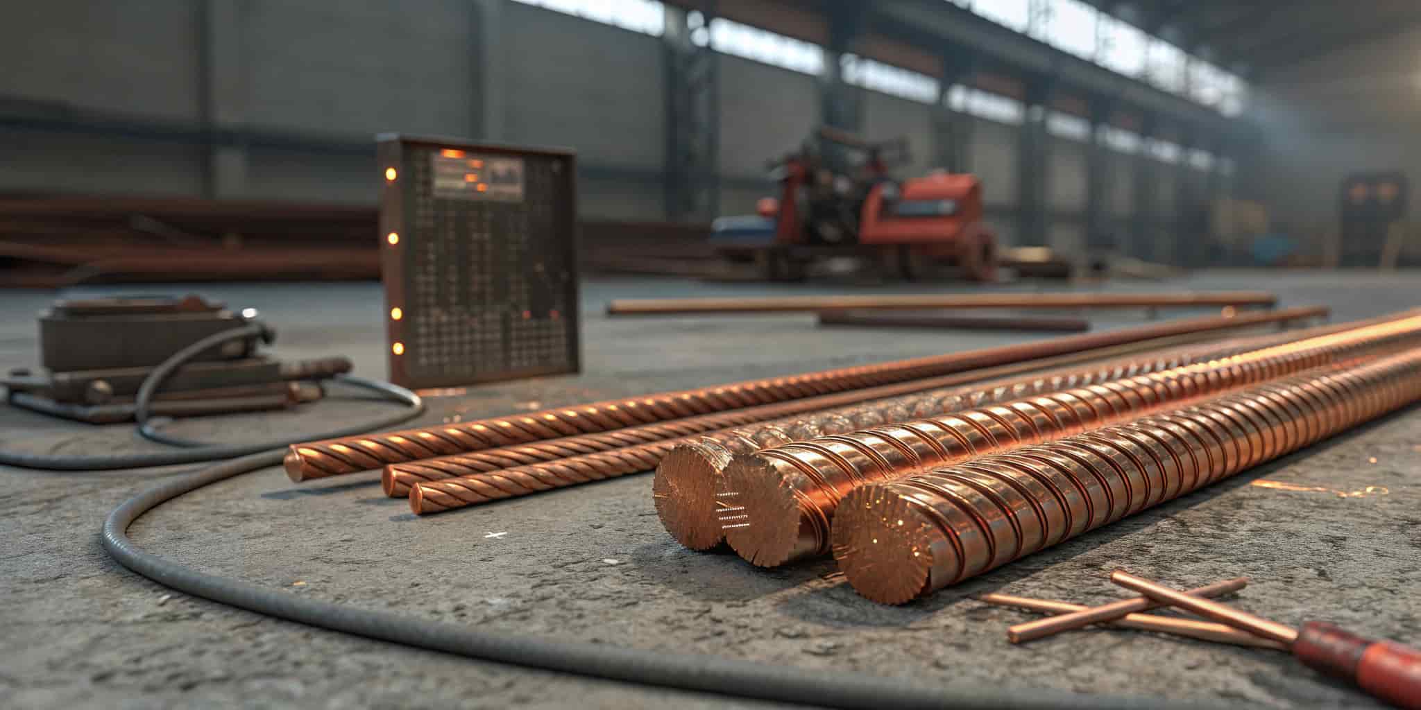 a-hyper-realistic-high-resolution-industrial-sce-7 مزایا و معایب استفاده از میلگرد مسی در صنایع الکتریکی سنگین