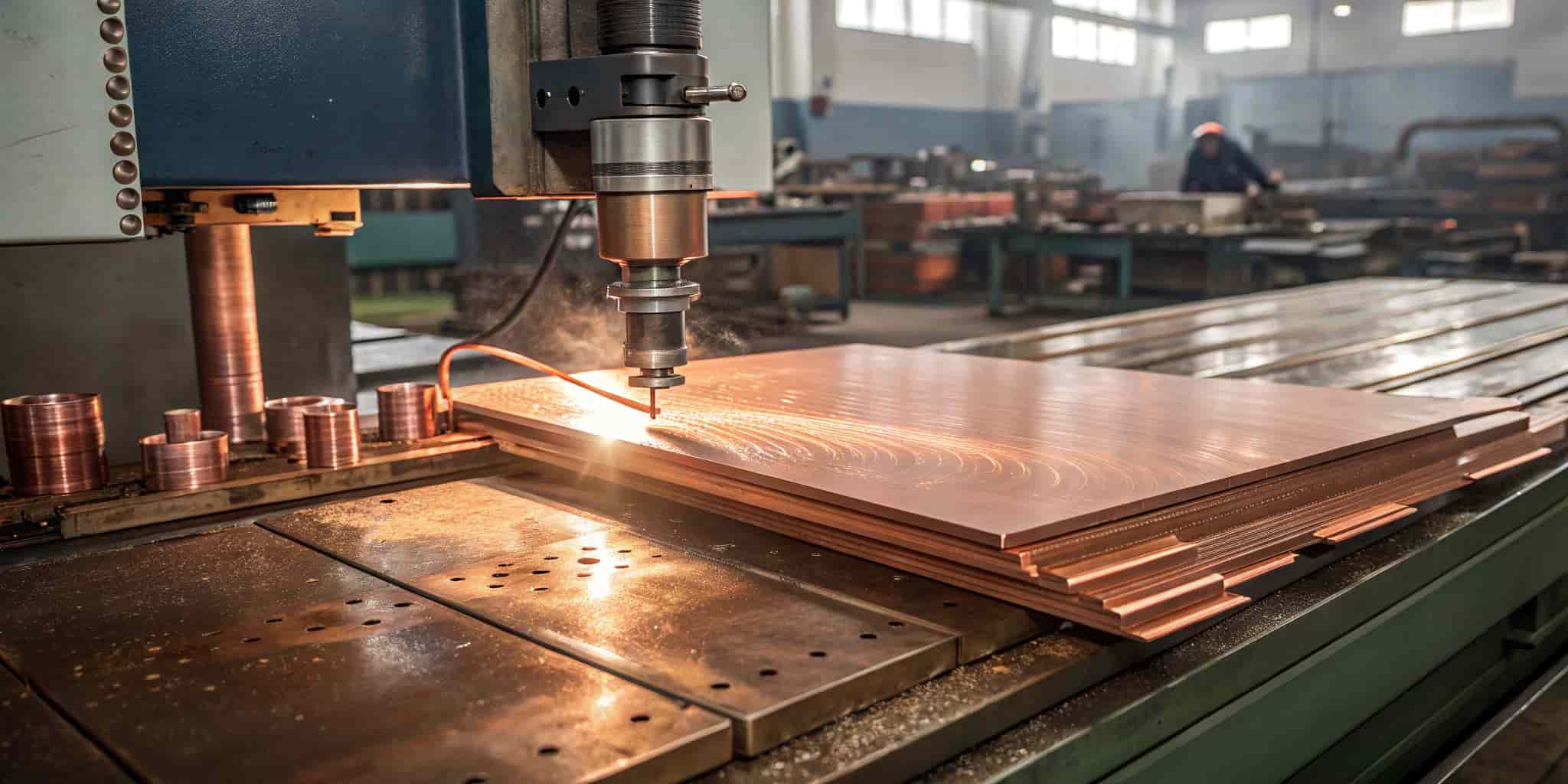 a-hyper-realistic-high-resolution-industrial-wor-3 نکات فنی فرم‌دهی و برش ورق مسی بدون ترک‌خوردگی