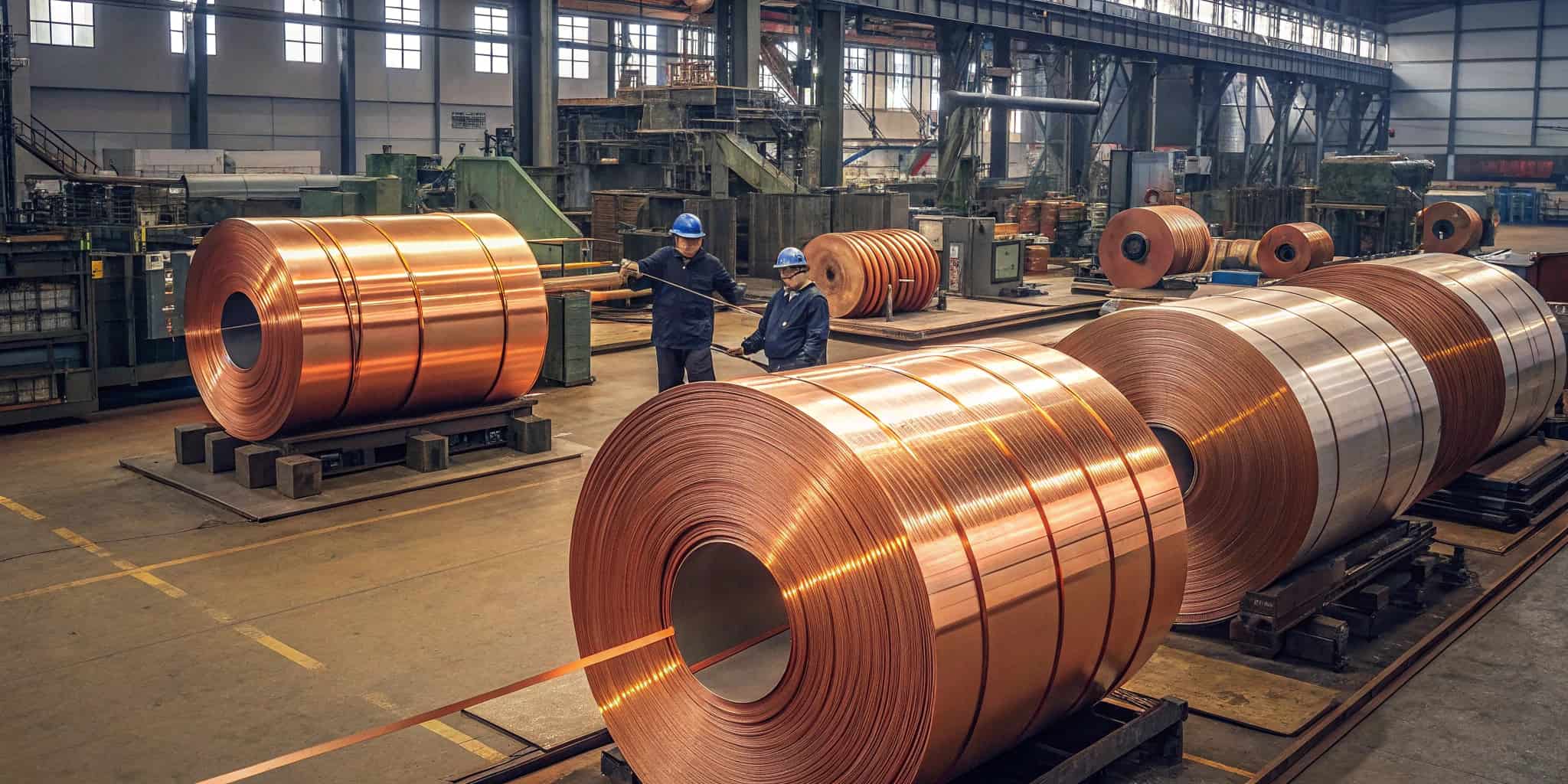 photorealistic-illustration-of-a-copper-coil-manu راهنمای جامع تولید کننده کویل مسی: مراحل، کاربردها و مزایا